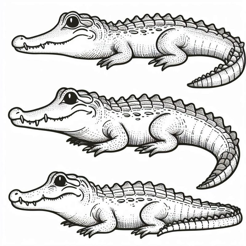 Desenho Detalhado de Crocodilos para Colorir