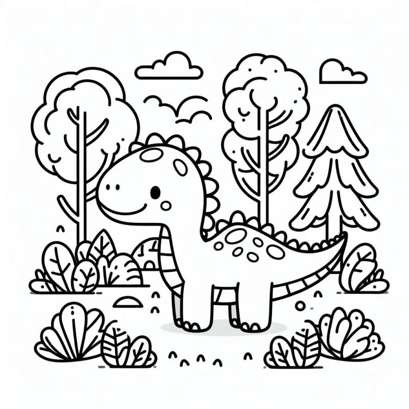 Desenho de Dinossauro Sorridente para Colorir