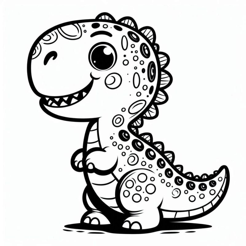 Desenho de dinossauro fofo em estilo cartoon para colorir