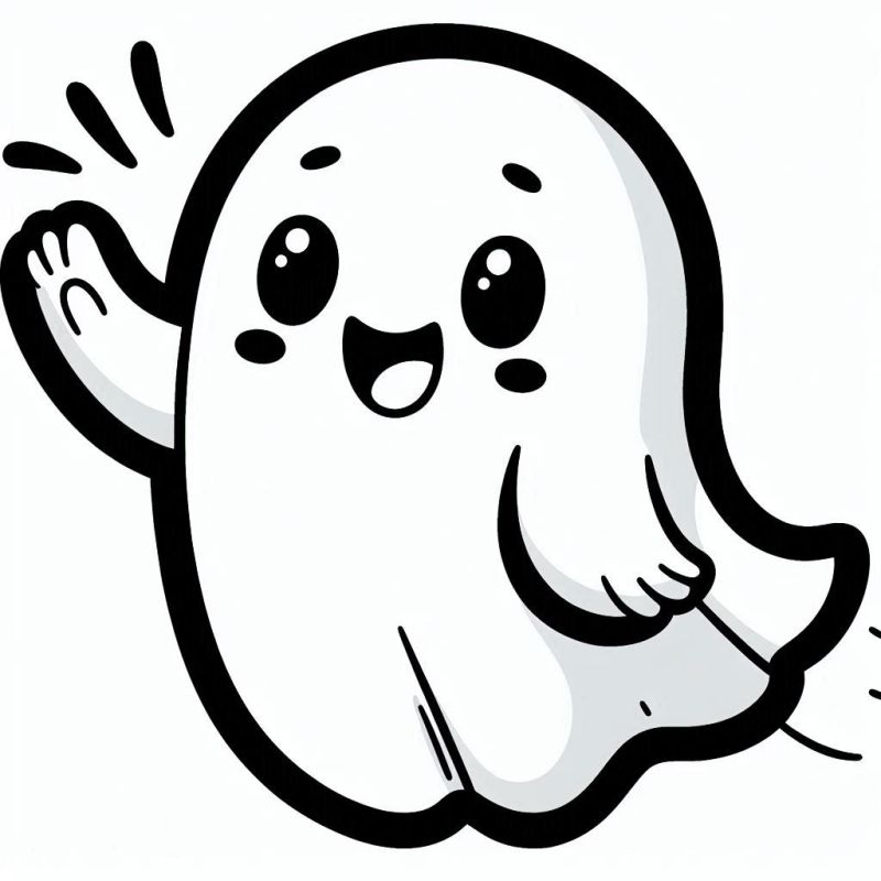 Desenho de fantasma amigável para colorir no Halloween