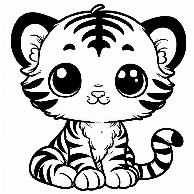 Desenho para Colorir de Filhote de Tigre