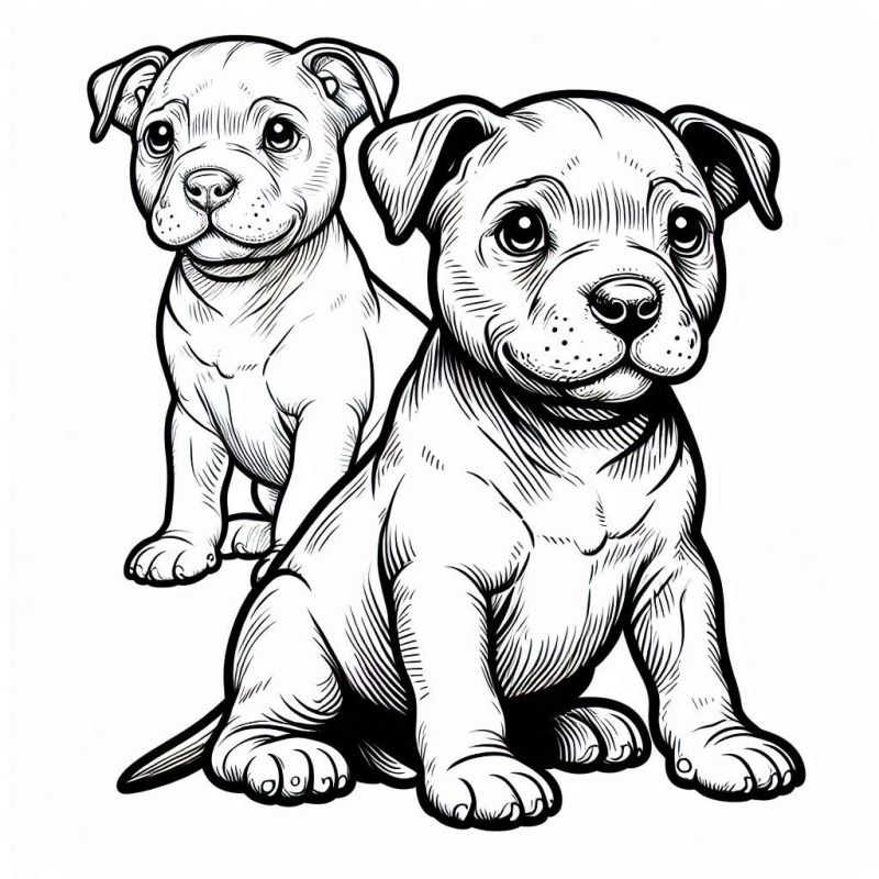 Filhotes de Pit Bull para Colorir