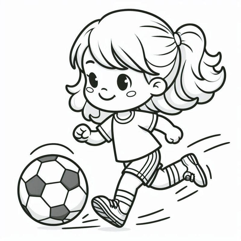 Desenho de Criança Jogando Futebol para Colorir