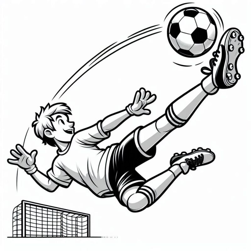 Desenho para Colorir: Jogador de Futebol Executando Bicicleta