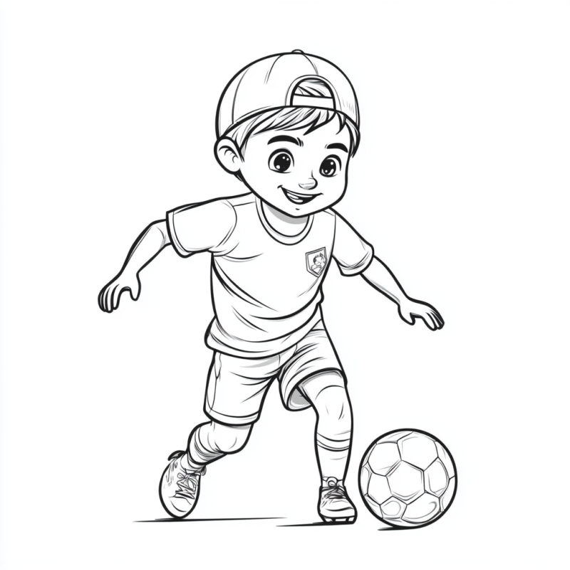 Garoto Jogando Futebol para Colorir