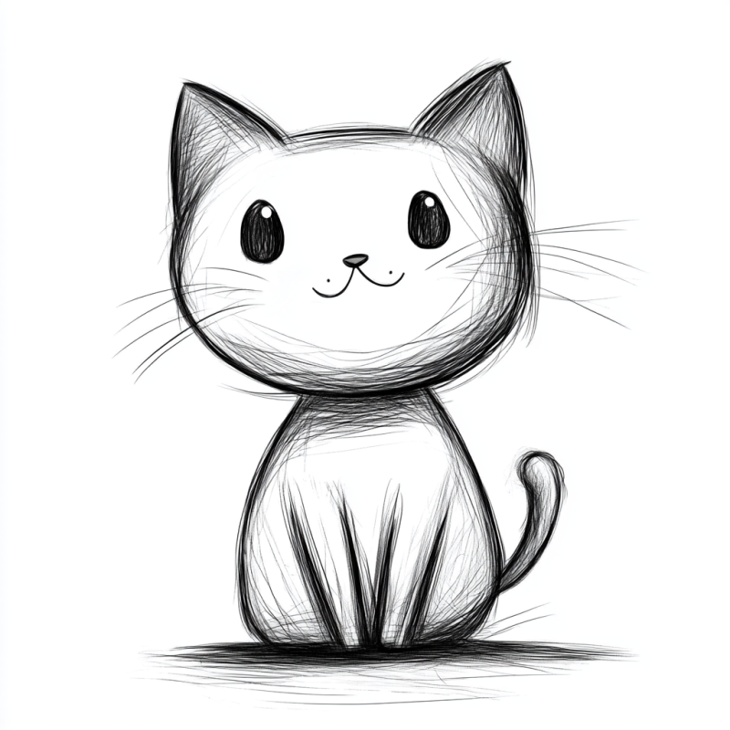 Desenho de Gatinho Adorável para Desenhar e Se Inspirar