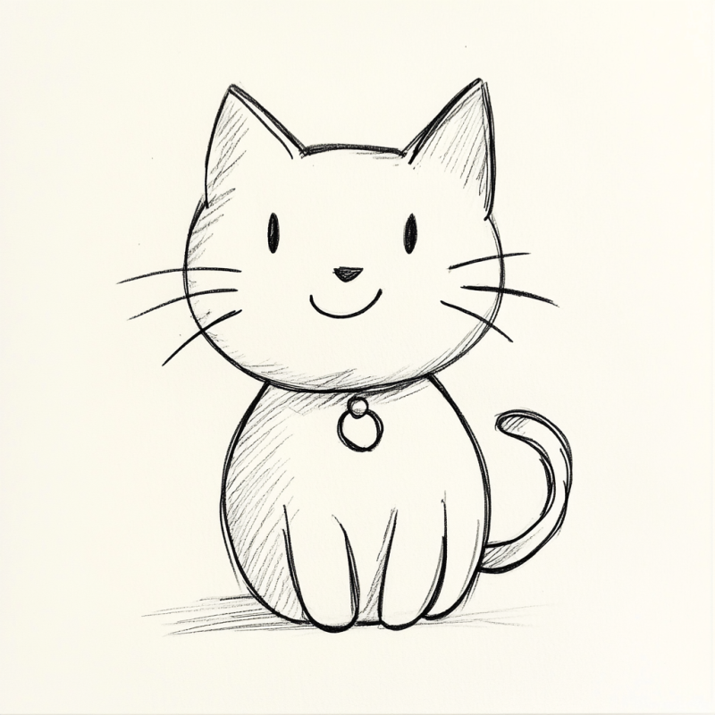 Desenho de Gato Simples e Adorável para Desenhar