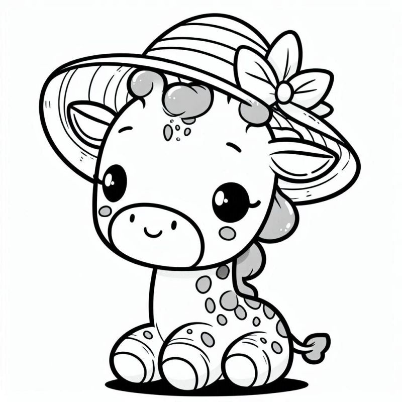 Girafa Fofa para Colorir - Imagem Infantil