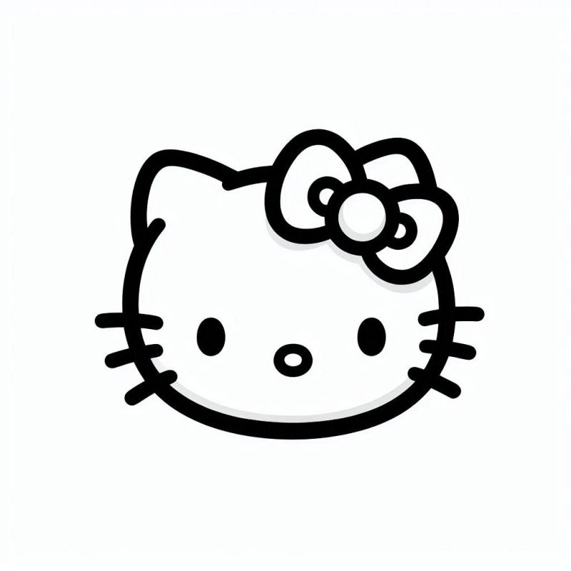 Desenho do Adorável Rosto da Hello Kitty para Colorir