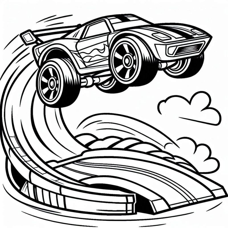 Desenho Dinâmico de Carro Hot Wheels para Colorir