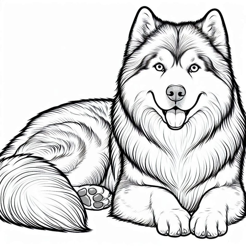 Desenho de Husky Siberiano amigável para colorir