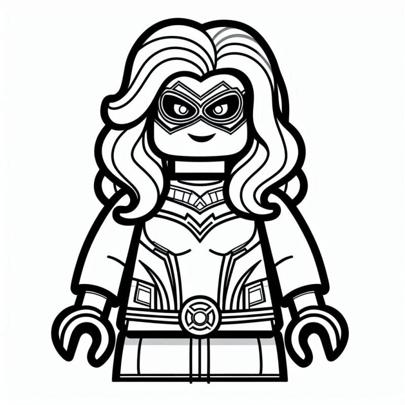 Desenho de Personagem Lego Super-Heroína Feminina para Colorir