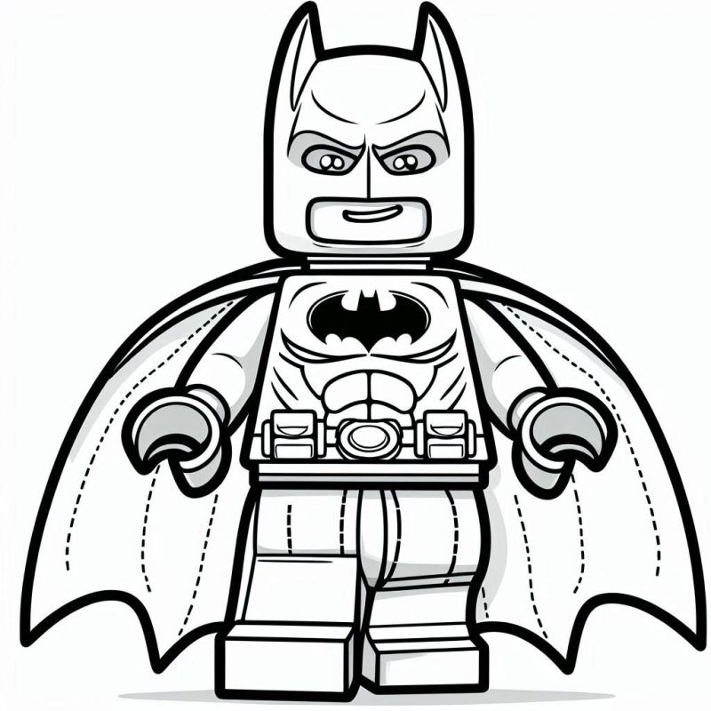 Desenho do LEGO Batman para colorir, ideal para fãs de super-heróis