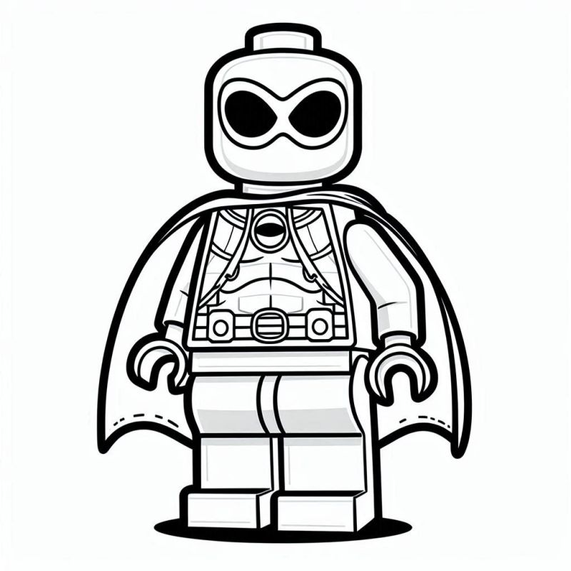 Desenho de um herói Lego mascarado para colorir