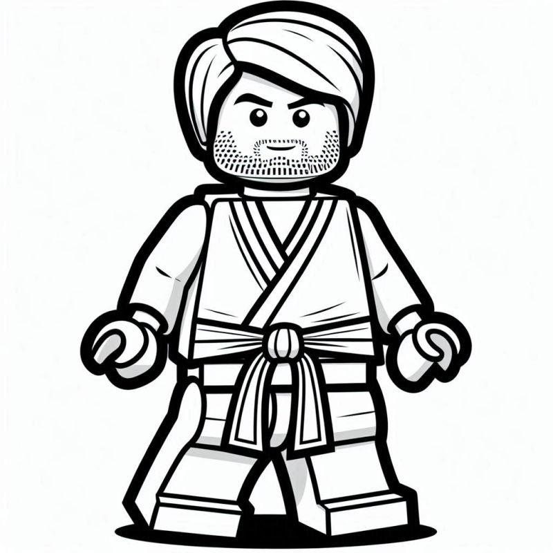 Desenho de Herói de Lego Mestre de Artes Marciais para Colorir