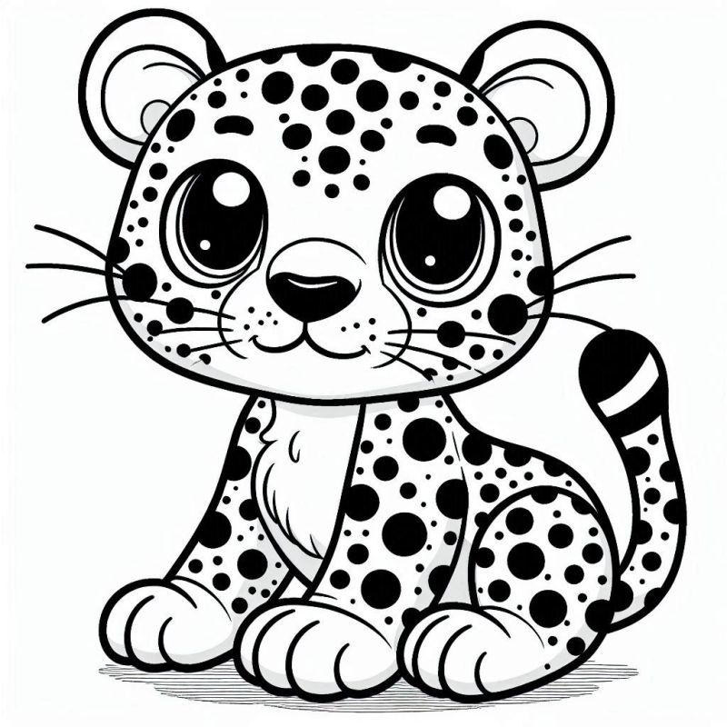 Desenho de Filhote de Leopardo para Colorir