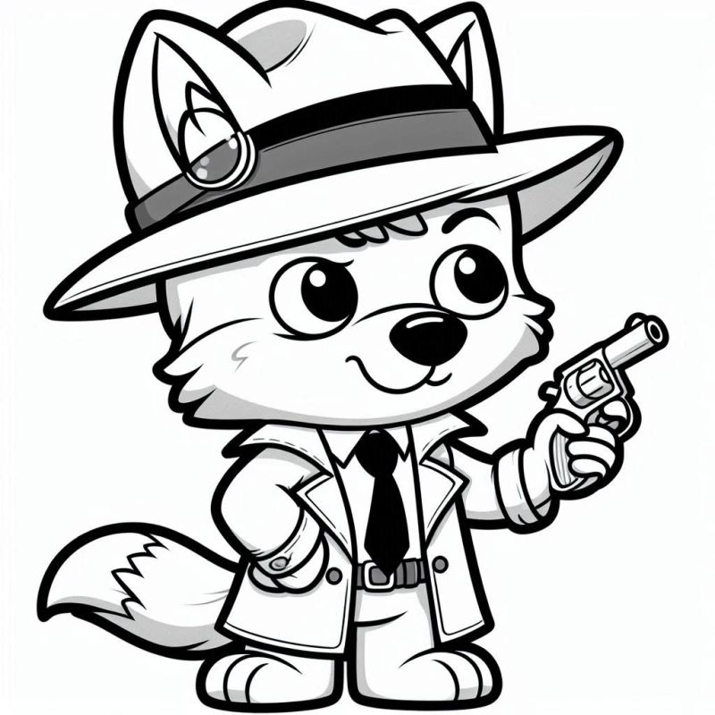 Desenho de Lobo Mafioso para Colorir