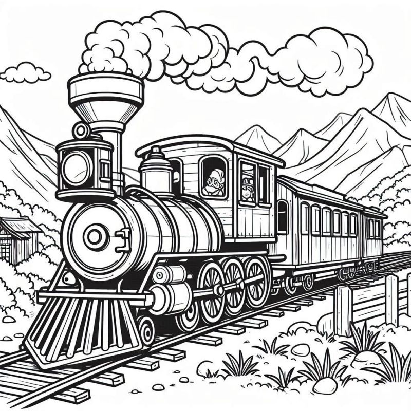 Desenho de Locomotiva a Vapor para Colorir