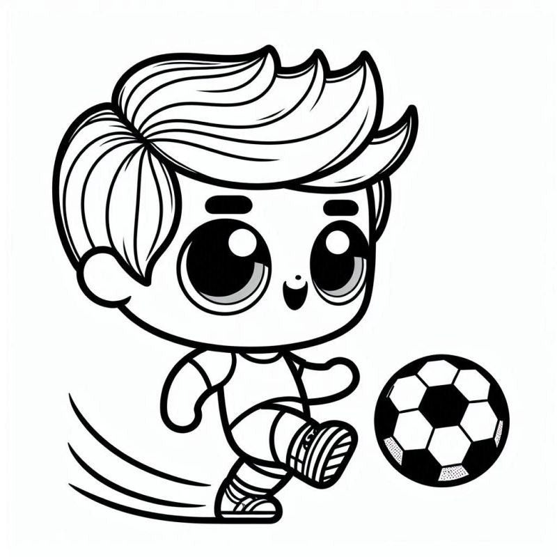 Menino Jogando Futebol - Desenho para Colorir LOL