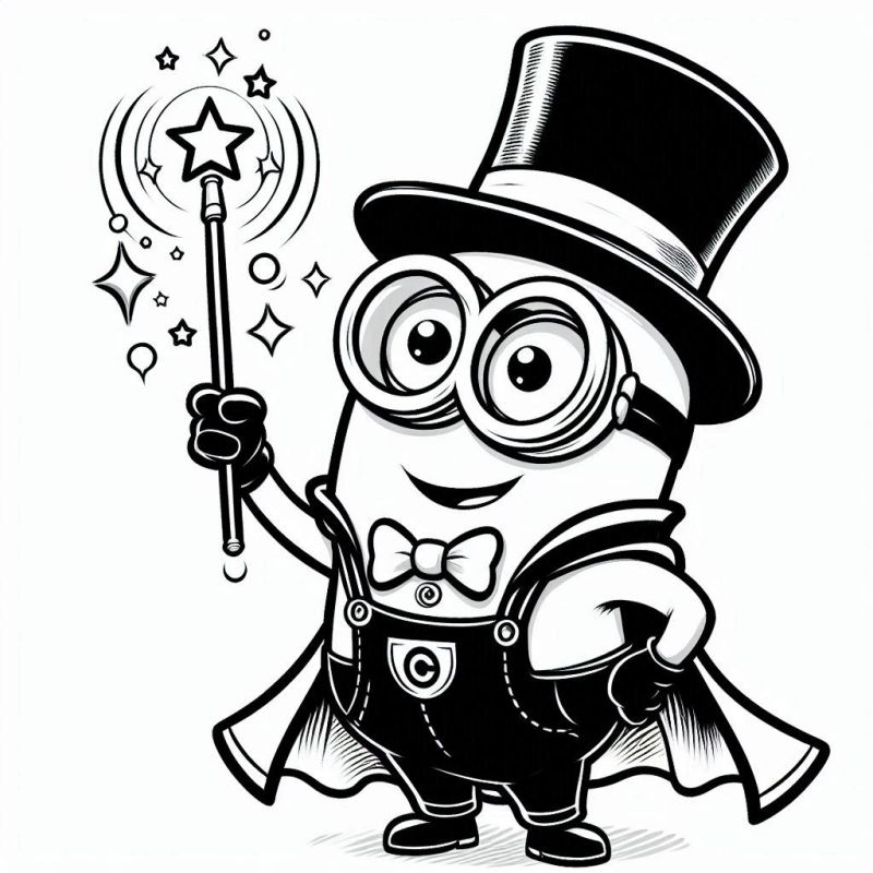 Desenho de Minion Mágico com Chapéu Cartola