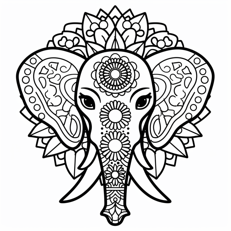 Mandala de Elefante Estilizado para Colorir