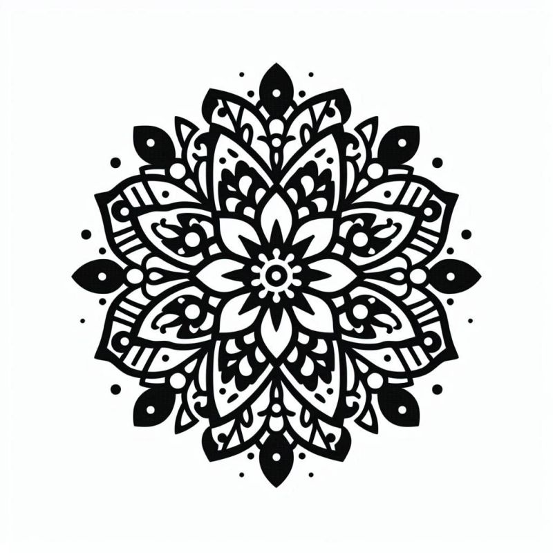 Mandala Intrincada e Simétrica para Colorir