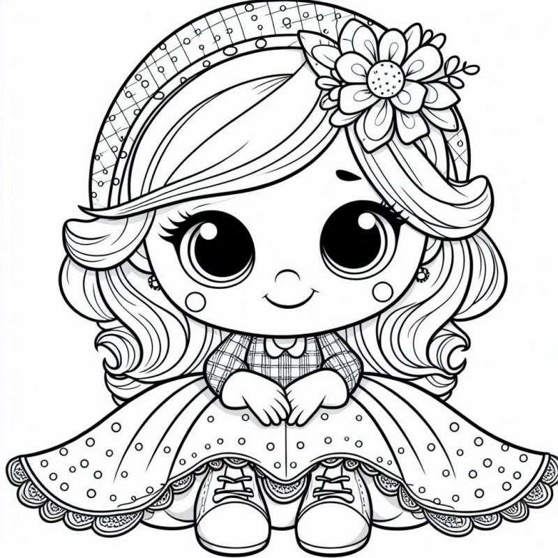 Desenho de Menina Linda e Detalhada para Colorir