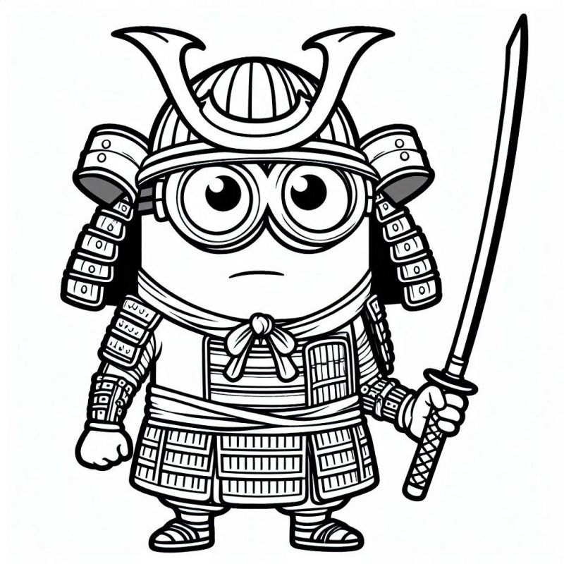 Colorir Minion Samurai: Desafie sua Criatividade