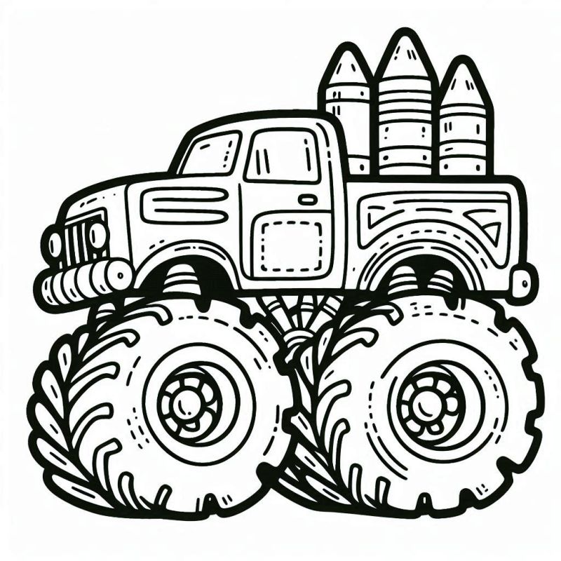 Desenho Detalhado de Monster Truck para Colorir