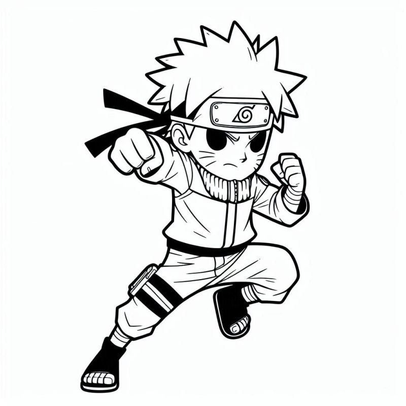 Desenho Chibi de Naruto em Ação para Colorir