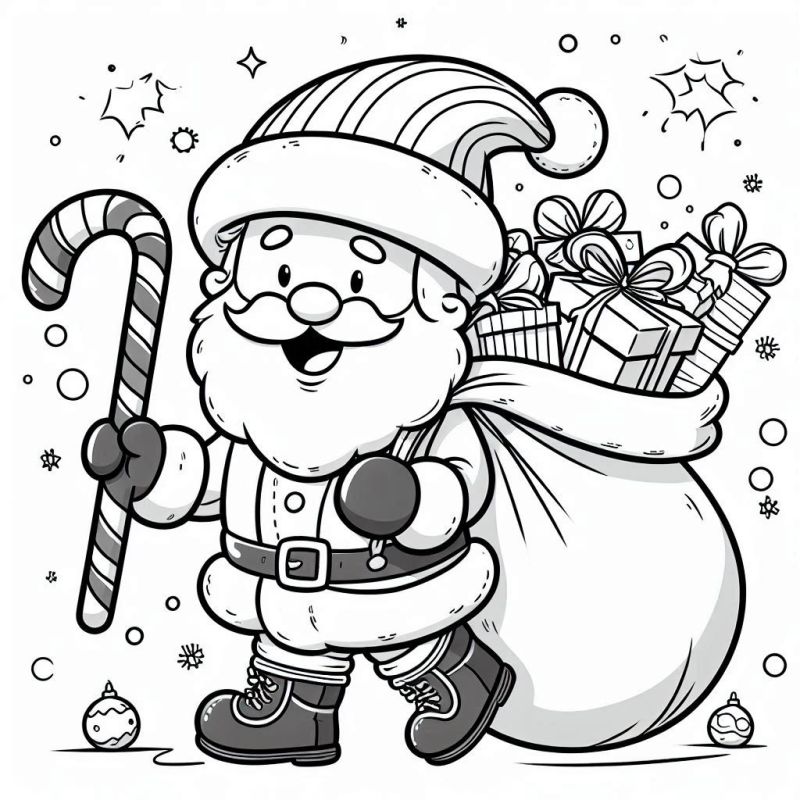 Desenho Fofinho do Papai Noel em Cartoon para Colorir