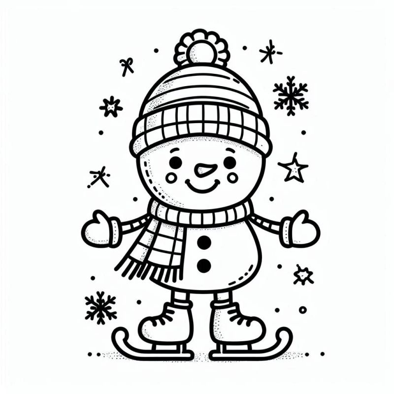 Desenho de Boneco de Neve para Colorir com Tema Natalino