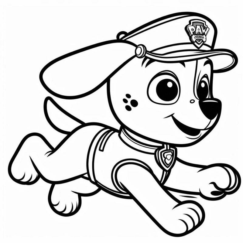 Desenho do cachorro policial correndo da série Patrulha Canina para colorir