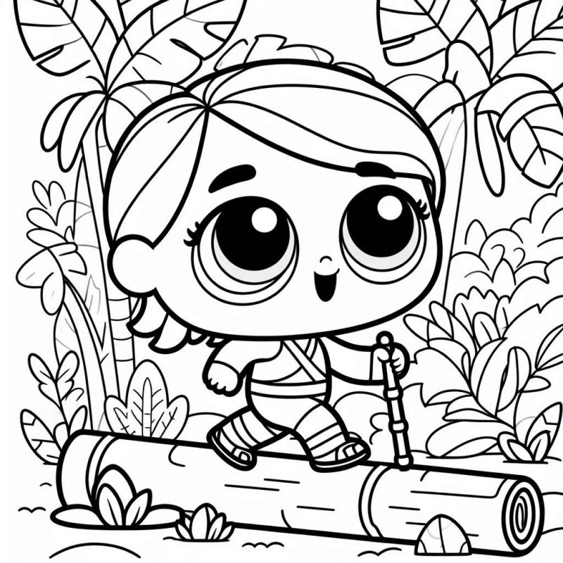 Personagem LOL em Aventura na Natureza para Colorir