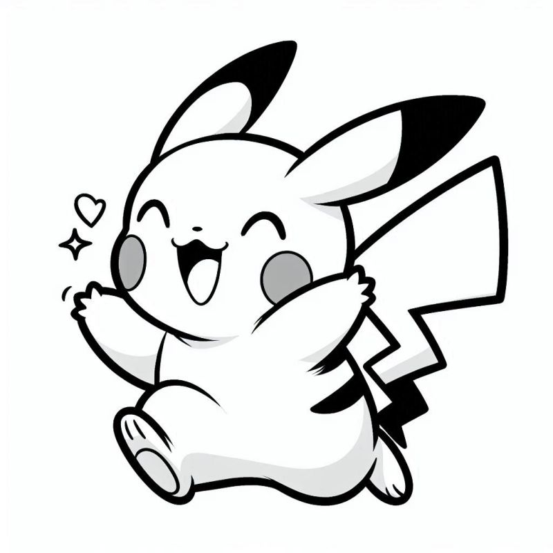 Desenho Adorável de Pikachu Alegre para Colorir