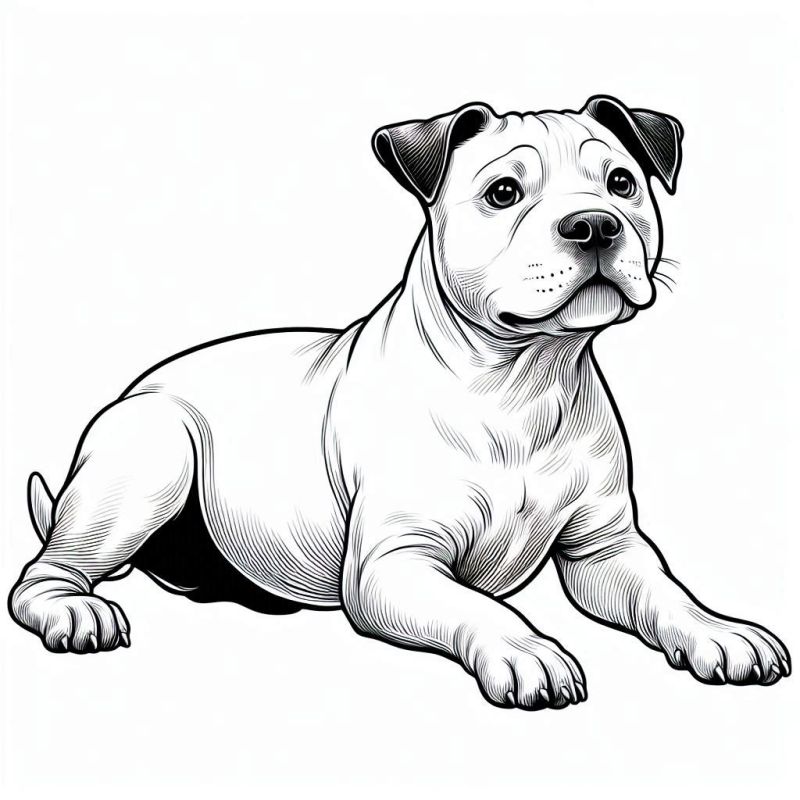 Desenho de Pitbull Relaxado para Colorir