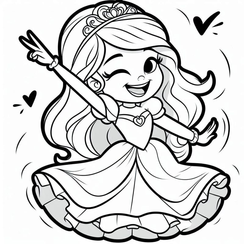 Desenho de Jovem Princesa Dançando para Colorir