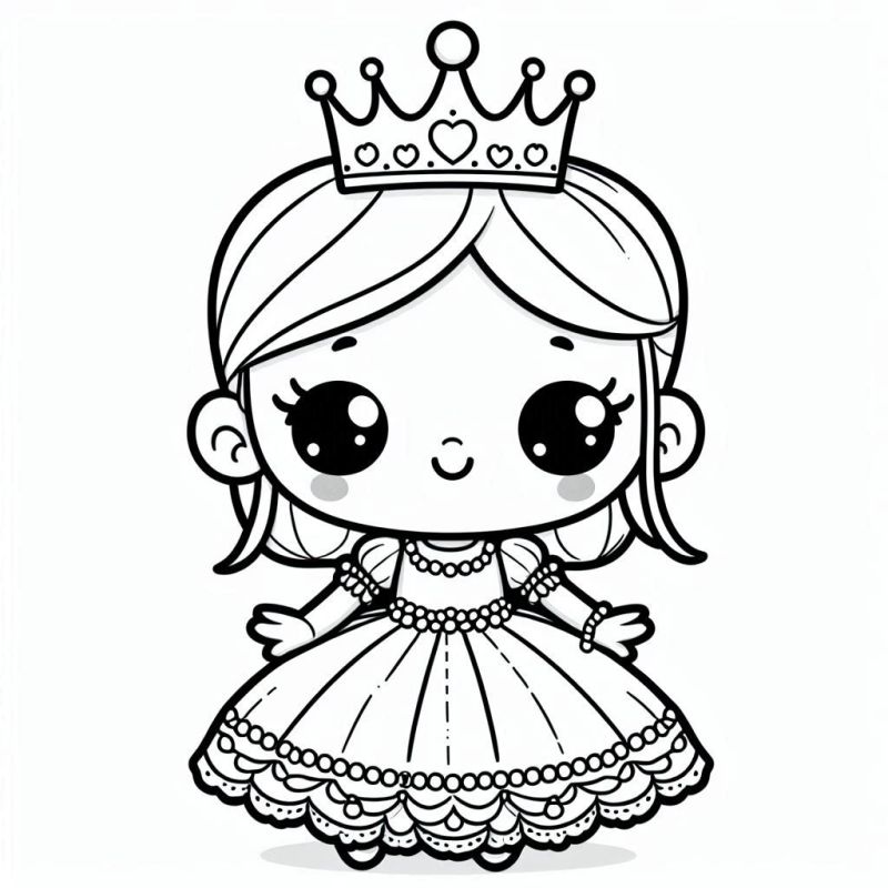 Desenho de Princesa Chibi Infantil para Colorir