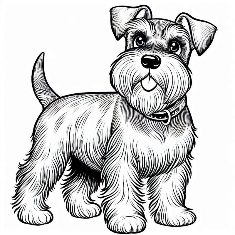 Desenho de Schnauzer Amigável para Colorir