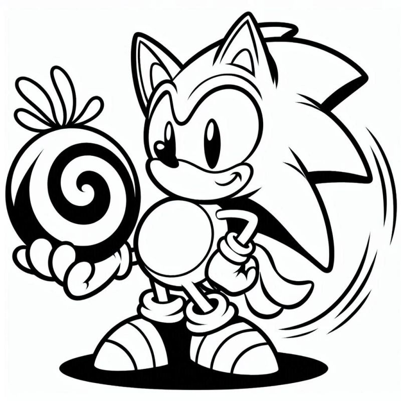 Desenho do Sonic em pose alegre para colorir