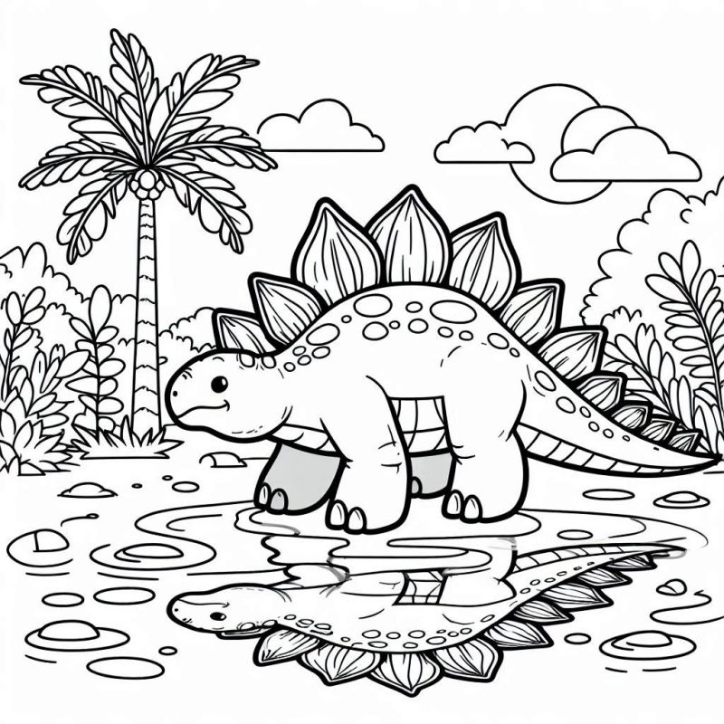 Desenho de Stegosaurus Pré-histórico para Colorir