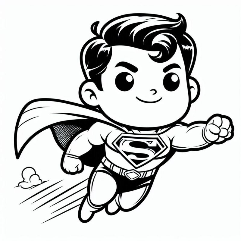 Desenho do Super Homem em estilo chibi voando