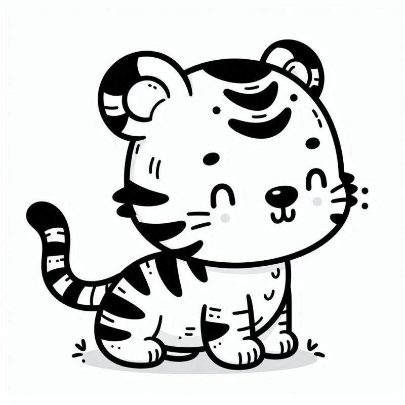 Desenho de Tigre Bebê Fofinho para Colorir