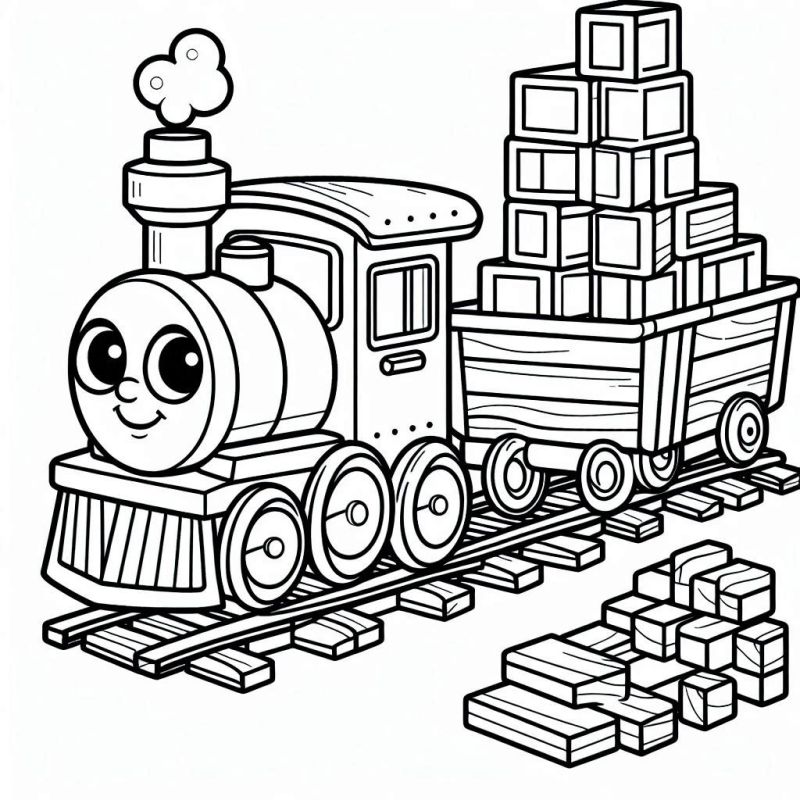 Desenho de Trem Amigável para Colorir