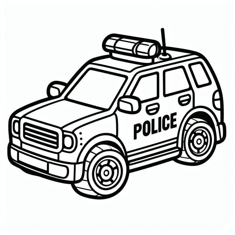 Desenho de Veículo Policial para Colorir