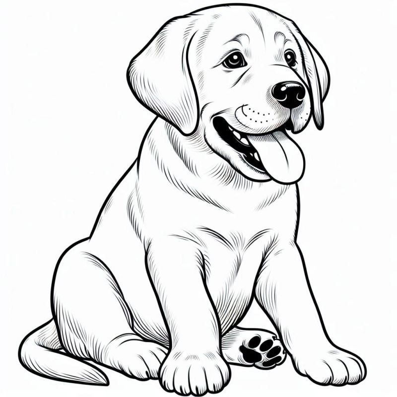 Desenho para colorir de um filhote de Labrador Retriever sentado