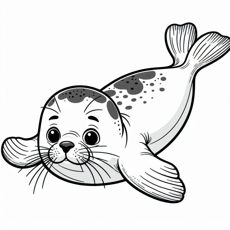 Desenho de filhote de foca bebê do Ártico para colorir