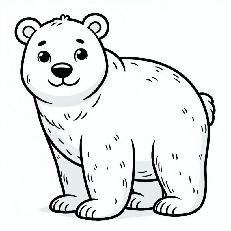 Desenho de urso polar para colorir - simples e ideal para crianças e adultos