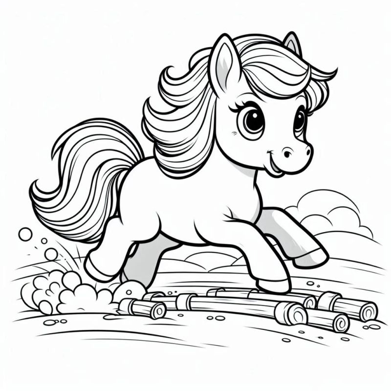 Desenho de Cavalo Fofo para Colorir