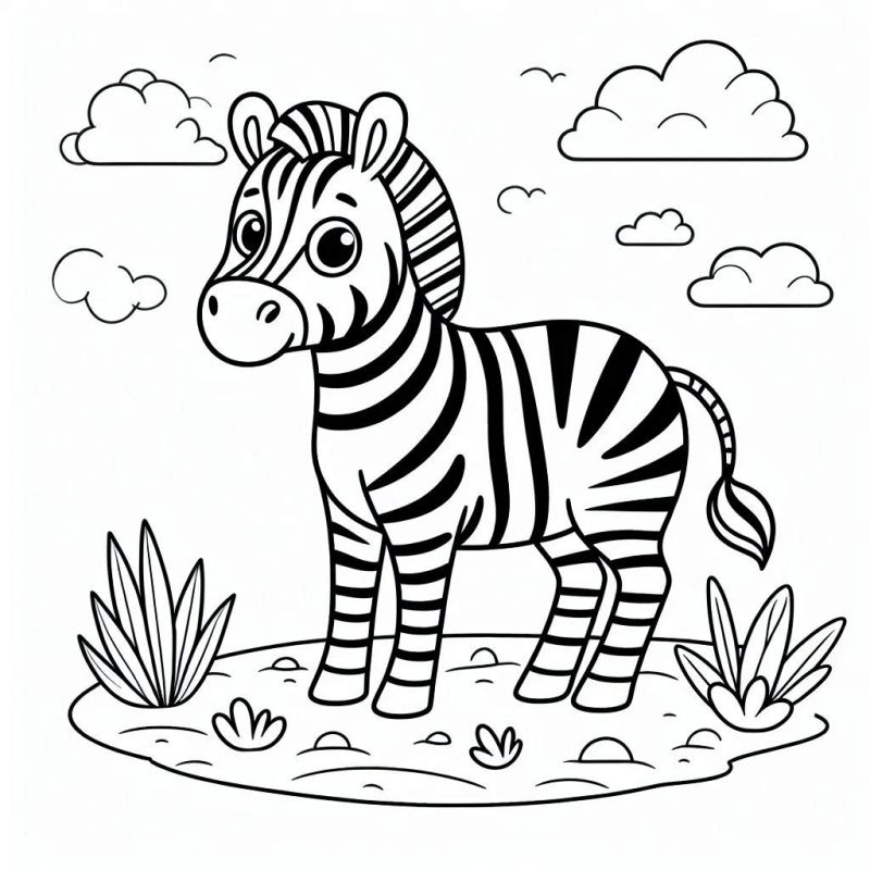 Desenho de Zebra para Colorir e Imprimir